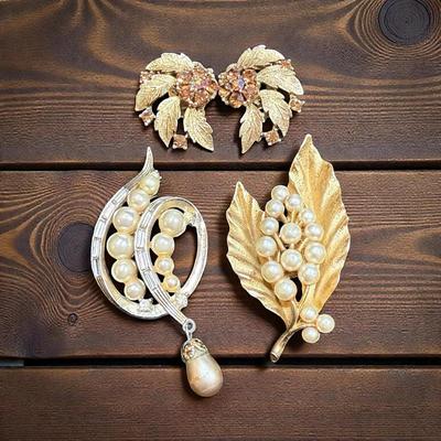 Lisner pins and clip earrings