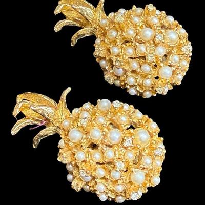 Alice caviness pineapple clip earrings
