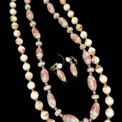 Necklace earrings venetian glass beads