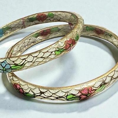 Pair of plique a jour bracelets