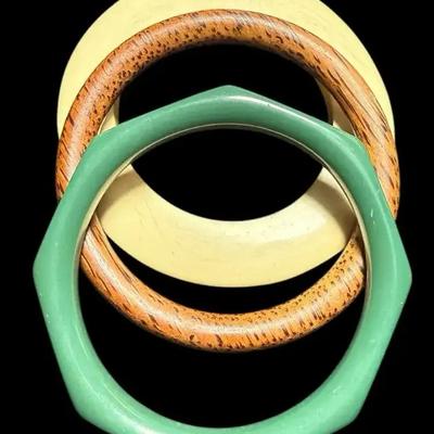 Three bracelets wood resin