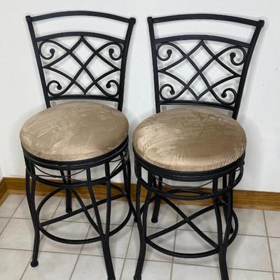 Set of 2 Black Metal Swivel Bar Stools