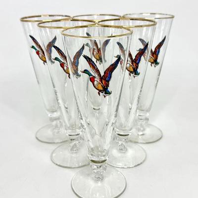 Set of 6 Libby Game Bird Mallard Pilsner Glasses