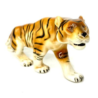 MCM Royal Dux Porcelain Crouching Tiger Figurine - 1 Foot Long