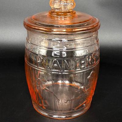 Vintage Pink Depression Glass Planters Peanut Jar