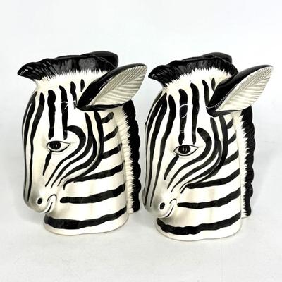 Vintage Fitz and Floyd Set of Zebra Book Ends
