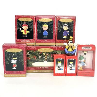Lot of 9 Peanuts and Disney Ornaments