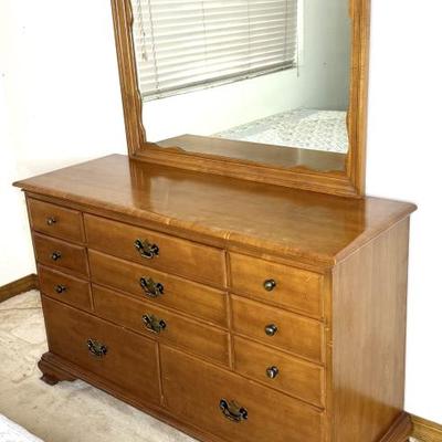 Vintage Solid Wood Dresser with  Mirror