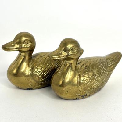 Vintage Set of 2 Brass Ducks