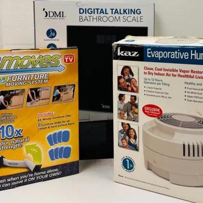 "EZ Moves" Furniture Lifter, Talking Scale, and "Kaz" Humidifier