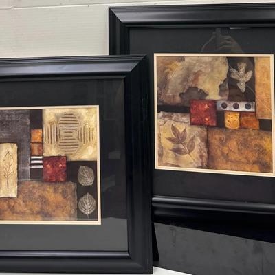 Modern Botanical Abstract Framed Art Duo