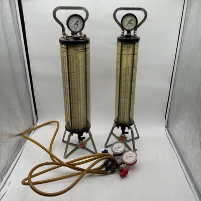 Vintage Robinair Dial-a-Charge Refrigerant Charging Cylinders with Manifold Gauge Set (2 Units)