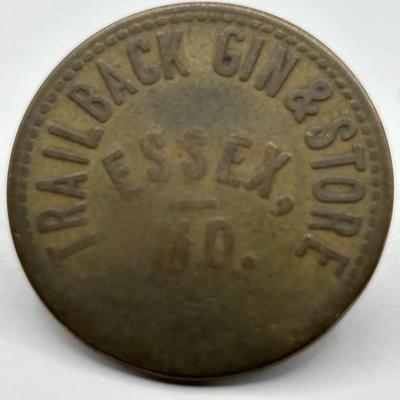 Rare Previously Unreported 25 Cent Tailback Gin & Store Essex Missouri Trade Token