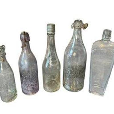 Group Of 5 Antique Bottles Salem NY ETC