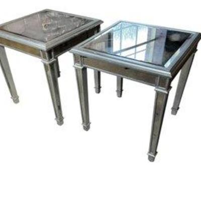 Pair Of Hollywood Regency Style Mirrored End Tables