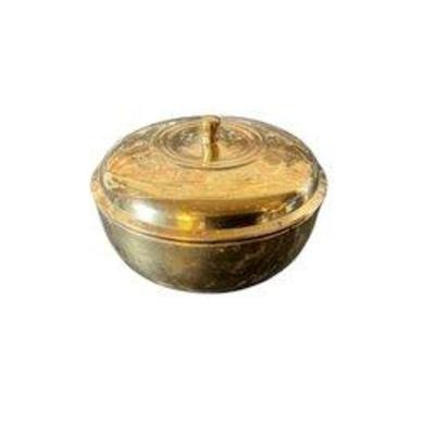 Vintage Round Brass Covered Unlacquered Box