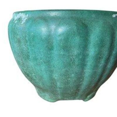 Antique Green Pottery Planter By Zanesville