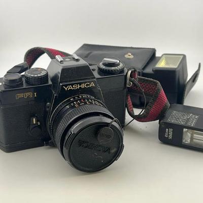 Vintage Yashica Film Camera With 28mm F/2.8 And 2 Flashes 