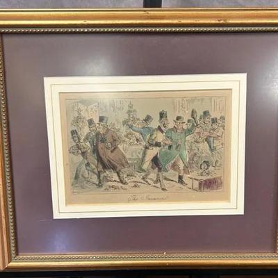Framed Engraving “The Invasion” by John Leech