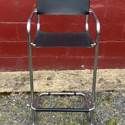 Mid-Century Modern Stainless Steel Frame Bar Stool