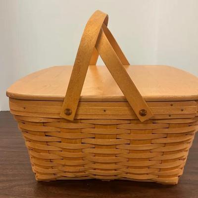 Longaberger Handwoven Large Picnic Basket With Lid