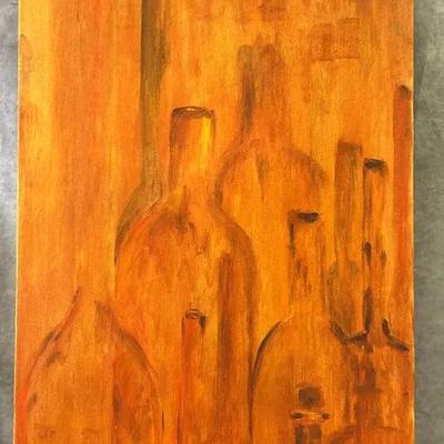 Abstract Large Orange Painting by Artist C. O’Hara