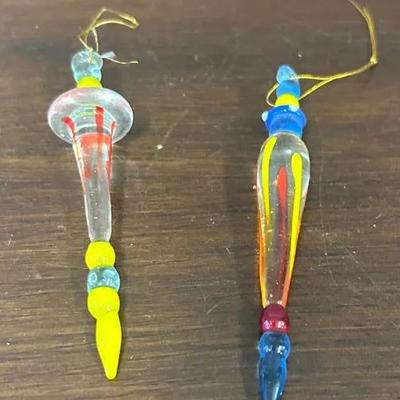 Handblown Glass Icicle Ornaments