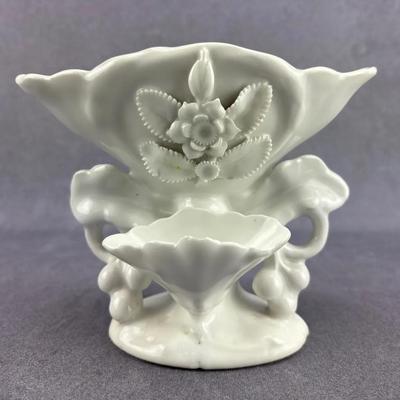 French Vintage White Porcelain Spill Vase