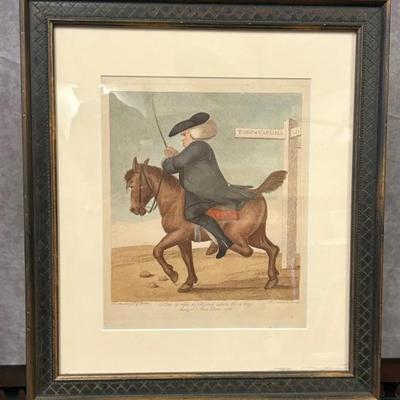 Framed Signed “An Academy for Grown Horsemen” by Henry Bunbury