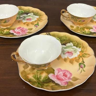 Lefton Hand Painted Snack Plate & Tea Cup Set