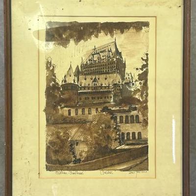 Signed Framed Vintage Architectural Print