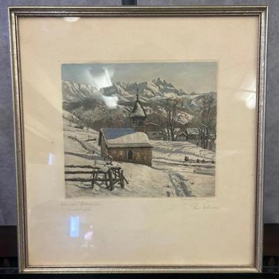 Framed Signed Winter Scene Wall Art 