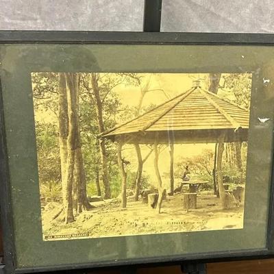 Vintage Japanese Painting Of Man In Pagoda