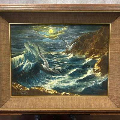 Framed Signed Large Painting by J. L. Sanchez 