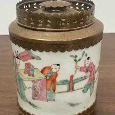 Antique Chinese Porcelain Opium Lamp 