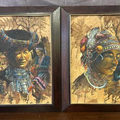 Pair Of Two Framed Signed Asian Wall Art 