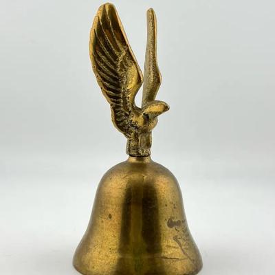Vintage Brass Bell With Eagle Finial