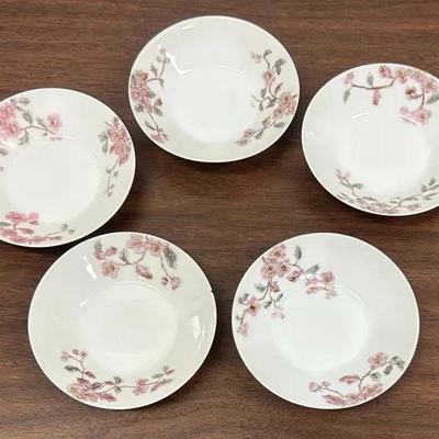 5 Small Floral Print Dessert Dishes 
