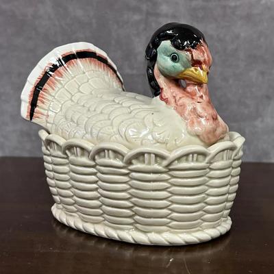 Vintage Otagiri Turkey Basket - Japan - Hand Painted 