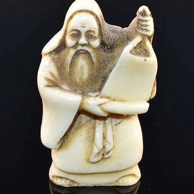 Japanese Cream-Tone Wiseman Okimono Figure