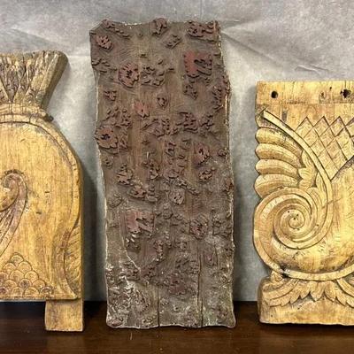 Hand Carved Asian Wood Art 