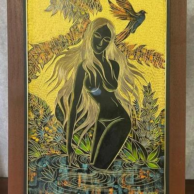 Southeast Asian Signed Maiden Framed Original Portrait Painting on Board