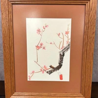 Framed Signed Japanese Hand Painted Wall Art