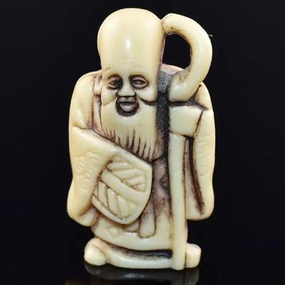 Chinese Ivory-Tone Wiseman Okimono Figure