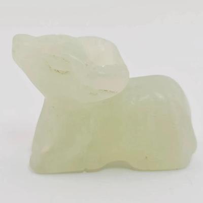Chinese Green Jade Carved Ram Figure