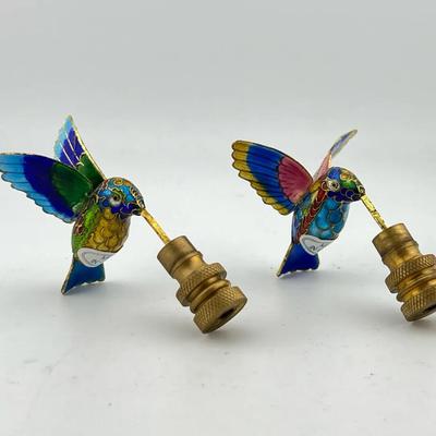 Chinese Cloissone Hummingbird Lamp Finials
