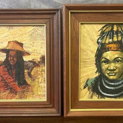 Two Southeast Asian Framed Original Portrait Paintings