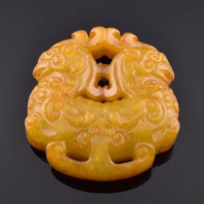 Chinese Hetian Jade Double Phoenix Carving