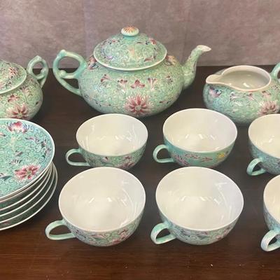 Qing Dynasty Hand Painted Porcelain Tea Set  