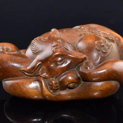 Japanese Boxwood Sleeping Fox Netsuke